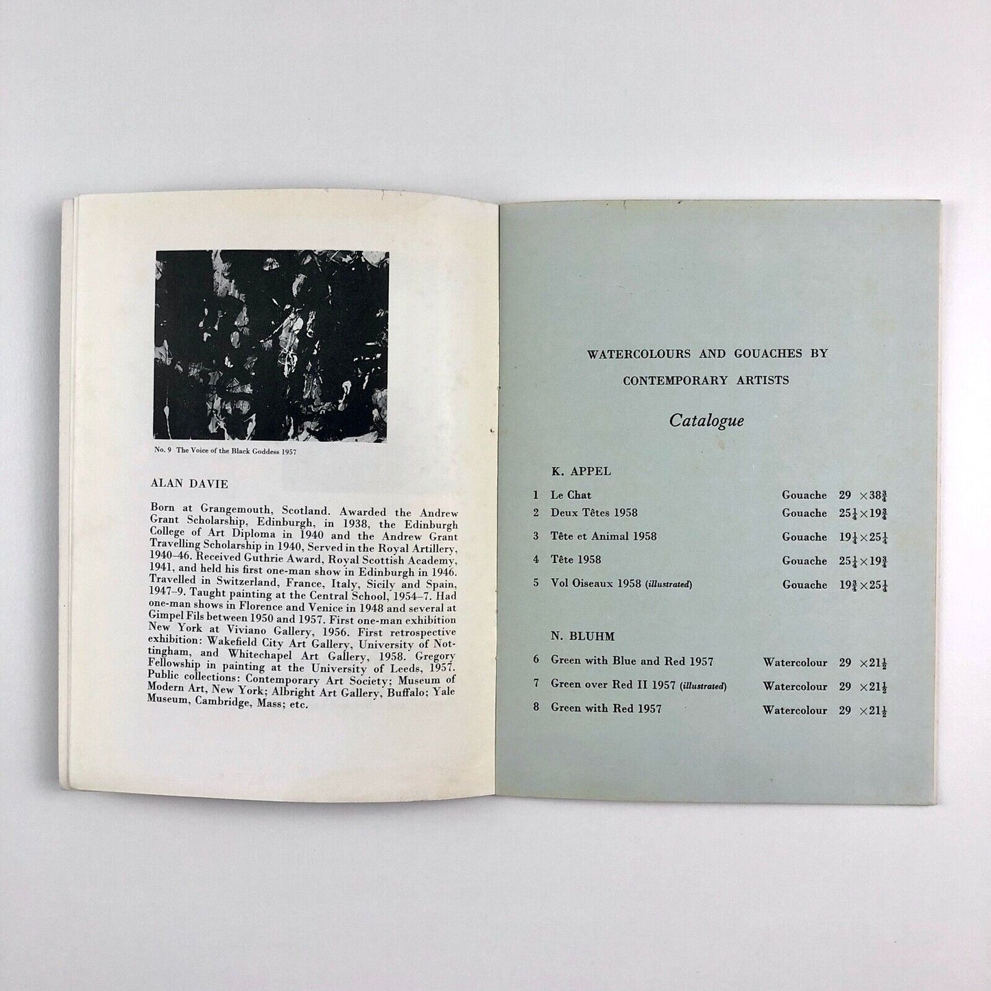 Actualités. Contemporary Watercolours and Gouaches by Appel, Bluhm, Davie, Dubuffet, Francis, Jorn, Mathieu, Michaux, Riopelle, Stubbing, Wemaere, Wols, Wolvecamp | Arthur Tooth & Sons, 1959
