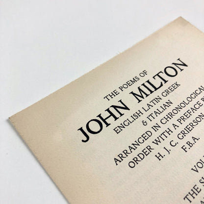 The Poems of John Milton prospectus / specimen page | Florence Press, Chatto & Windus, 1925