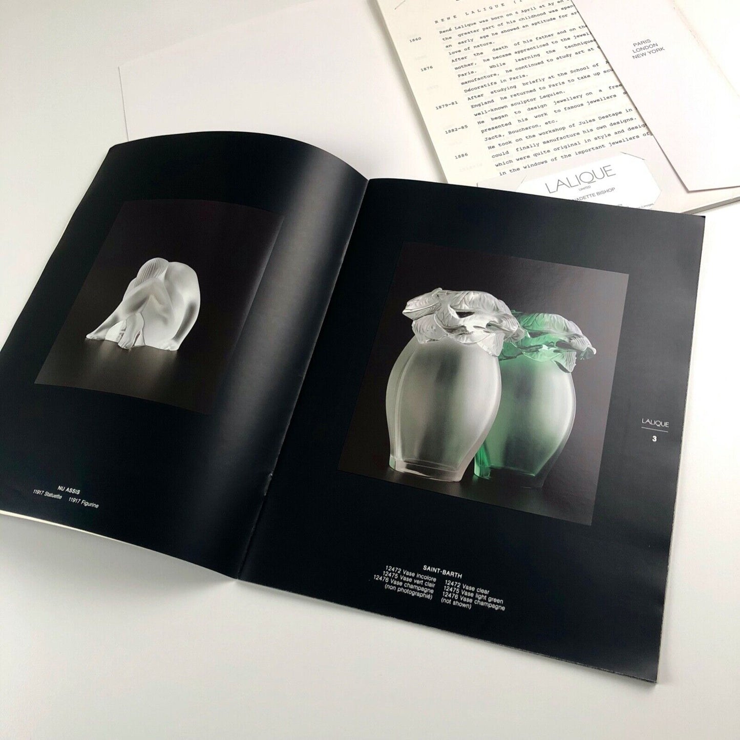Lalique Collection, 1993 brochure – plus folder of information on Lalique