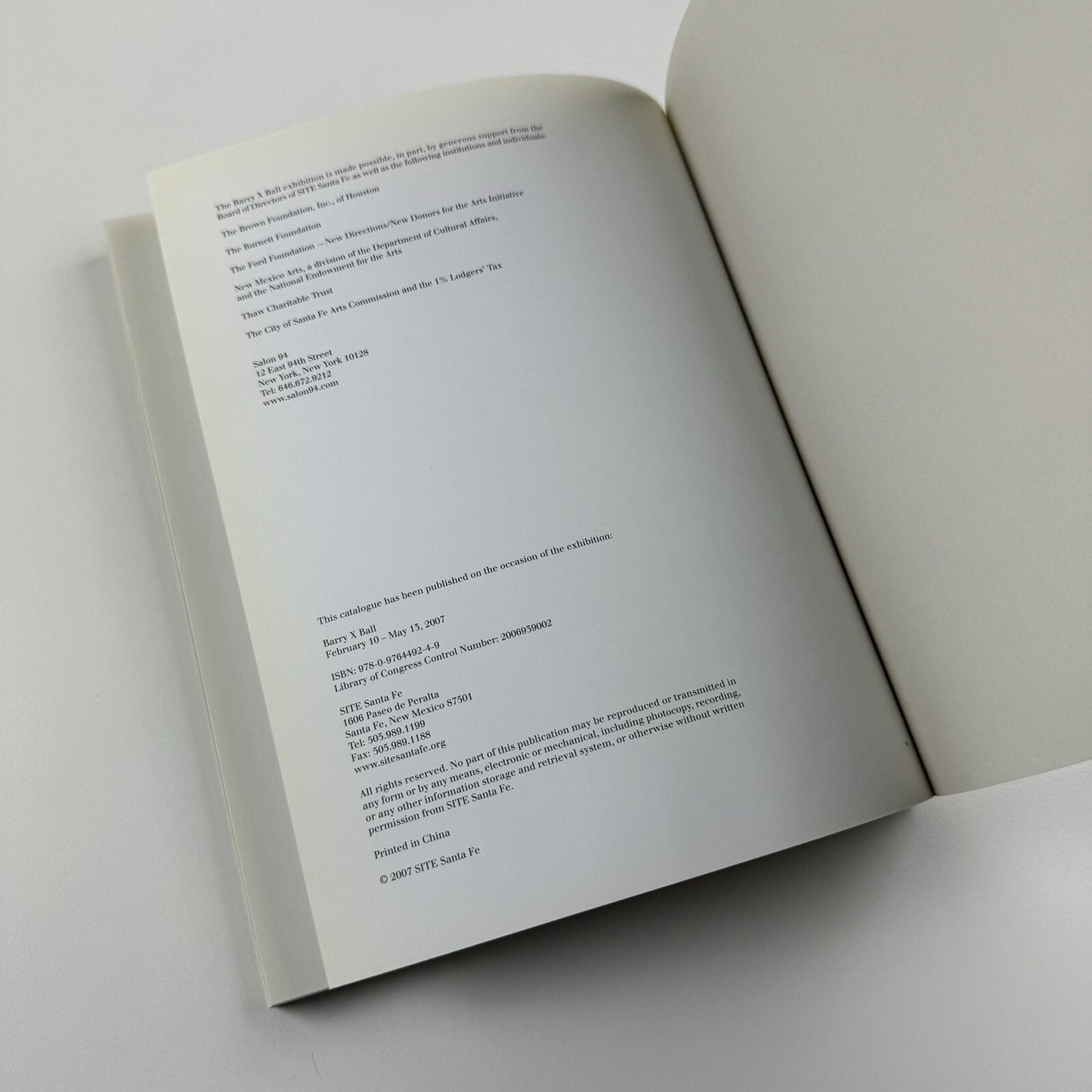 Barry X Ball Site | SITE Sante Fe 2007 exhibition catalogue