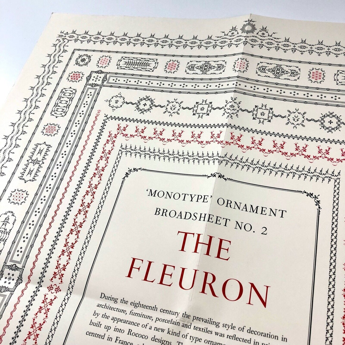 The Fleuron: Monotype Ornament Broadsheet No. 2 | Folded type specimen poster