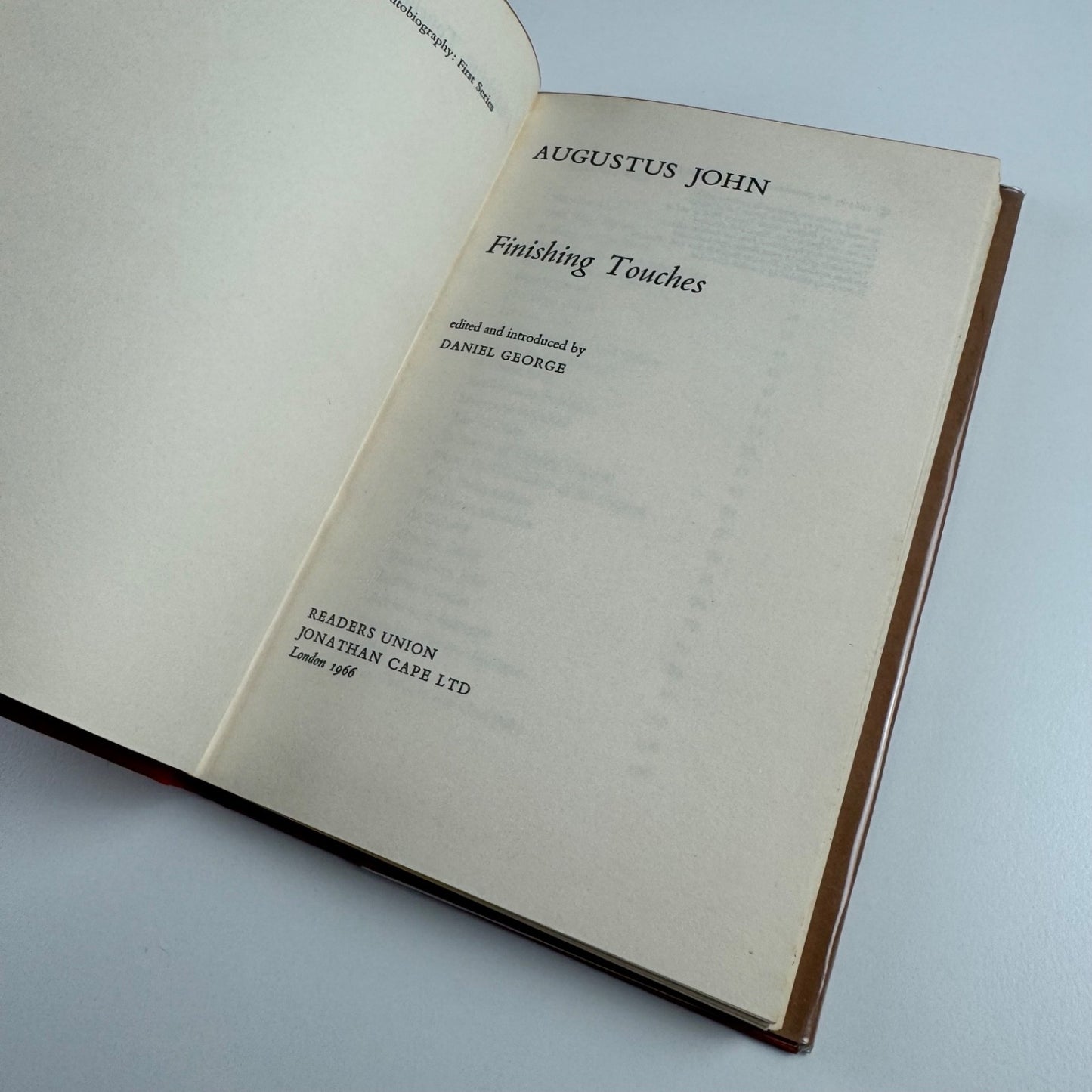 Finishing Touches Augustus John ed Daniel George | Readers Union, 1966