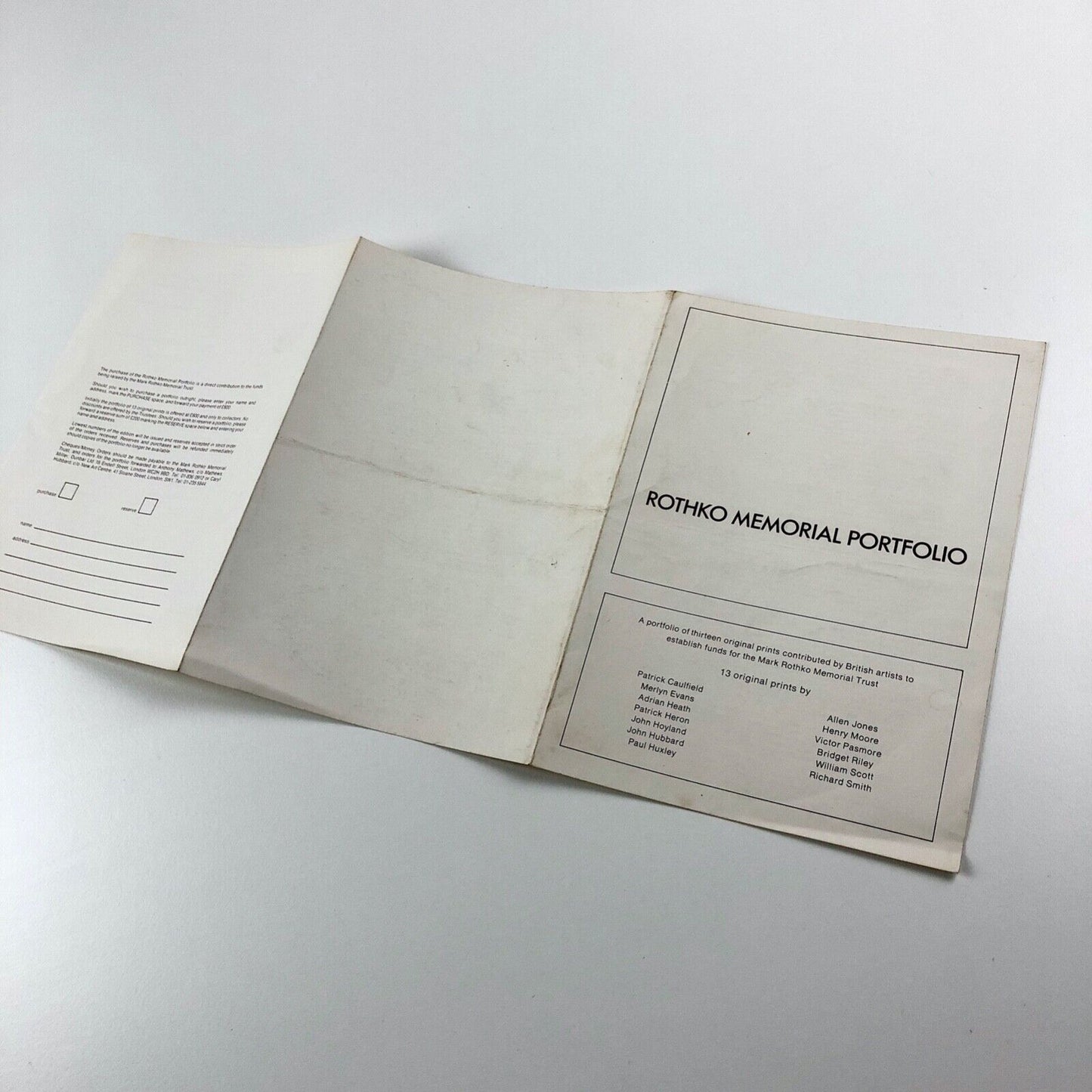 Leaflet for [Mark] Rothko Memorial Portfolio, 1973 | introduction by Bryan Robertson