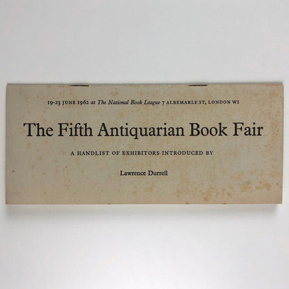 The Fifth Antiquarian Book Fair held at The National Book League 19-23 June 1962 | Handlist of Exhibitors