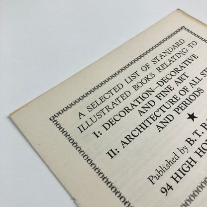 B. T. Batsford – List of books on Decoration, and Architecture | Undated c.1930s?