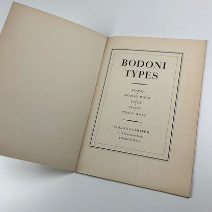 Bodoni Types | Soldans Limited type specimen leaflet, undated