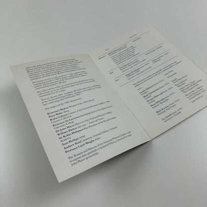 Leaflet for Portrait Award 1985 John Player Special | National Portrait Gallery