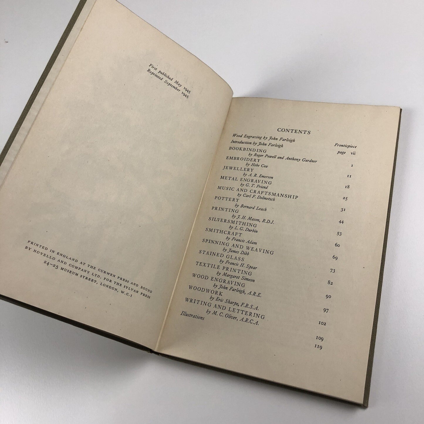 Fifteen Craftsmen and their Crafts | Edited and introduction by John Farleigh | Sylvan Press, 1945 reprint