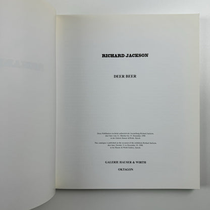 Richard Jackson. deer beer | Galerie Hauser & Wirth Zurich, 1998 exhibition catalogue