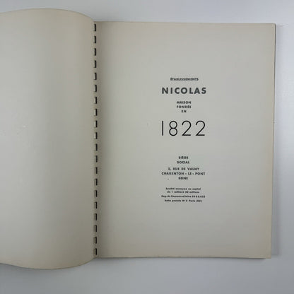Établissements Nicolas: Maison Fondee En 1822. Alfred Latour | Published by Societe Anonyme Au Capitale, 1955 edition