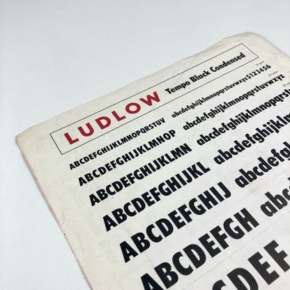 Type specimen Tempo Black Condensed | Ludlow Typograph Company, Chicago, undated