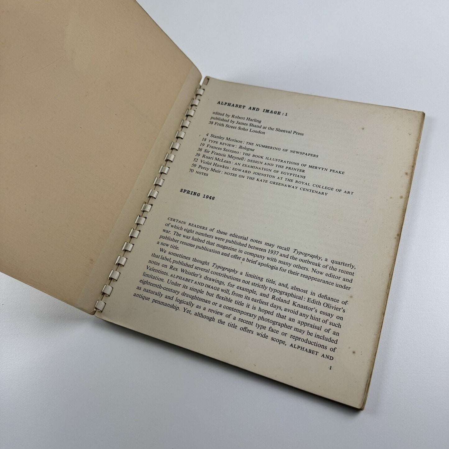 Alphabet and Image 1 journal | edited by Robert Harling | Shenval Press Spring 1946