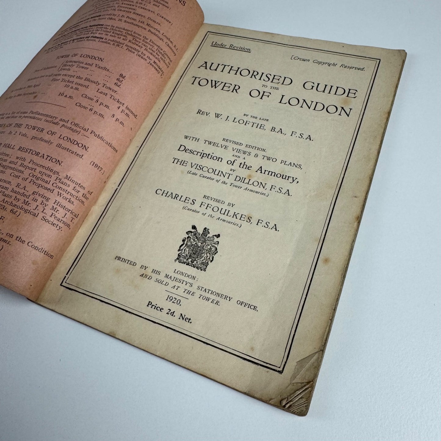 Authorised guide to the Tower of London by Rev. W.J. Loftie HMSO 1920