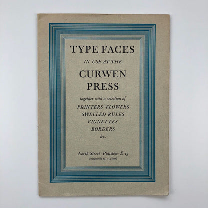 Type Faces in use at The Curwen Press | 1951 Type specimen brochure