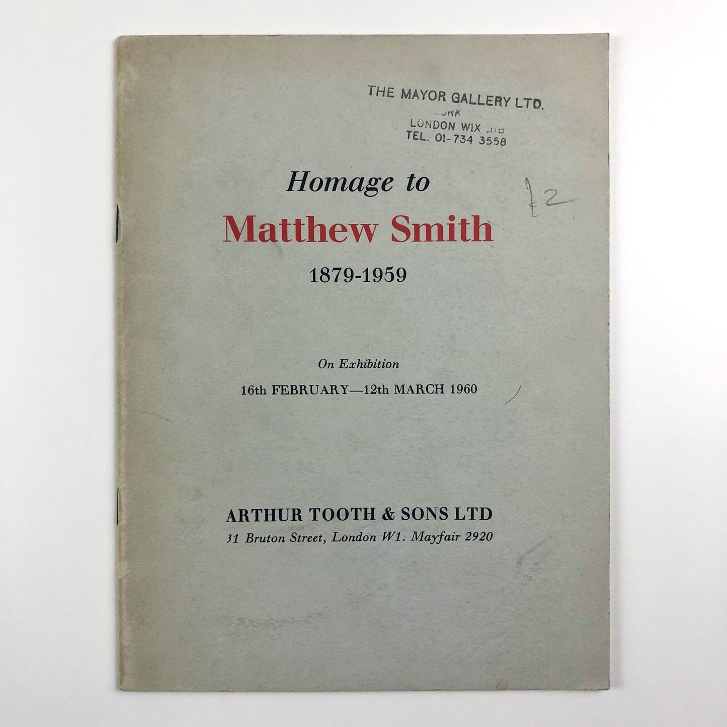 Homage to Matthew Smith | Arthur Tooth catalogue, Mayor Gallery 1960