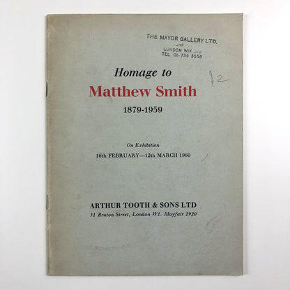 Homage to Matthew Smith | Arthur Tooth catalogue, Mayor Gallery 1960