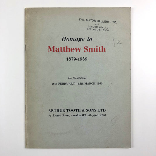 Homage to Matthew Smith | Arthur Tooth catalogue, Mayor Gallery 1960