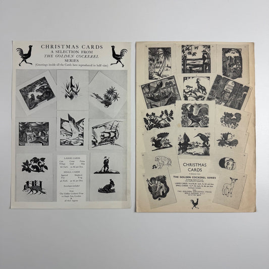 Two leaflets for Christmas Cards a selection from The Golden Cockerel Press