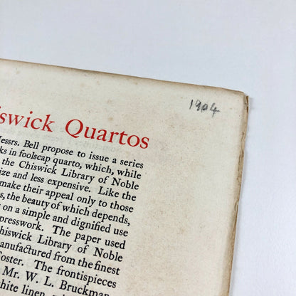Prospectus leaflet – The Chiswick Quartos | Herbert’s Temple & Keat’s Poems | George Bell, 1904