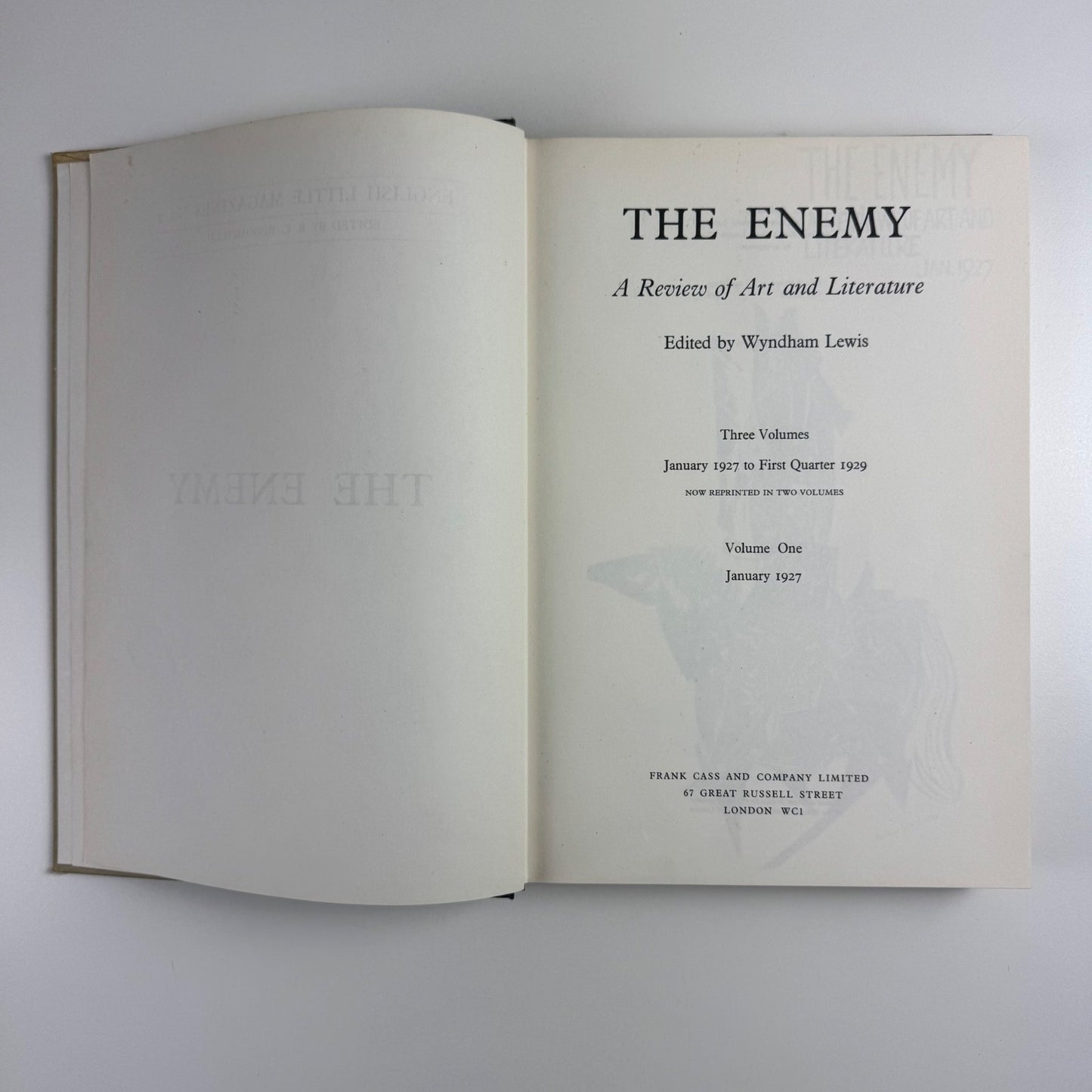 The Enemy a review of art and literature Wyndham Lewis | Frank Cass, 1968 edition
