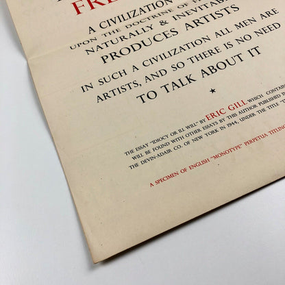 Lanston Monotype Machine Company, Philadelphia | Perpetua type specimen sheet | Eric Gill | Monotype Corporation, 1946