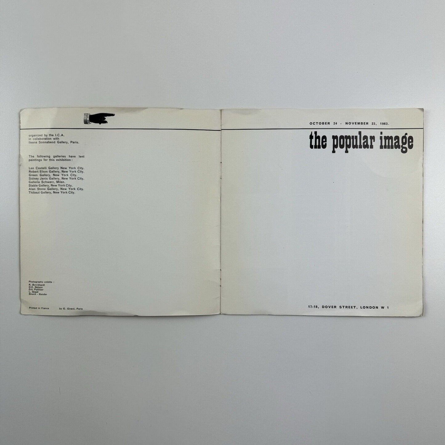 The Popular Image | Institute of Contemporary Arts ICA in collaboration with Ileana Sonnabend Gallery, 1963