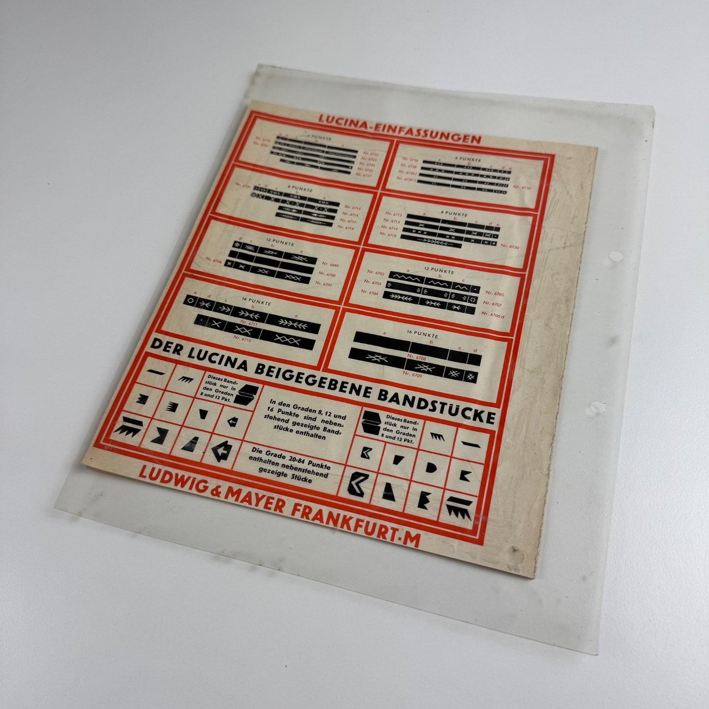 Type specimen sheet Lucina from Ludwig & Mayer, Frankfurt am Main undated