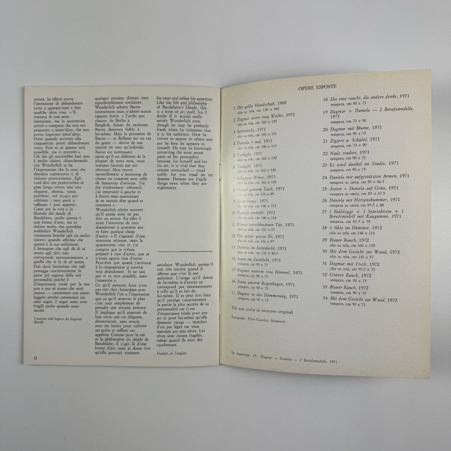 Paul Wunderlich | Galleria Schwarz, Milan exhibition catalogue, 1972