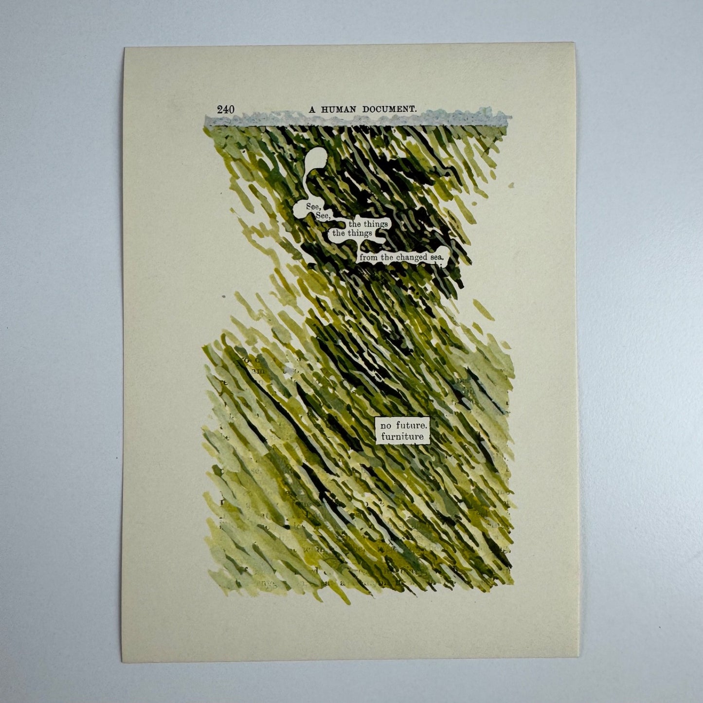 A Humument page 240 'See, See, the things' by Tom Phillips Tetrad Press, 1970