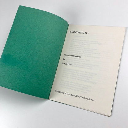 Significant Wreckage. Mir Poets Six by Iain Sinclair | Words Press, 1988 | signed 23/75