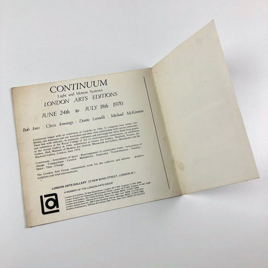 Continuum Light and Motion Systems | London Arts Gallery exhibition leaflet, 1970
