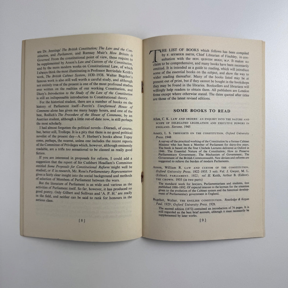 Parliament by Quintin Hogg | National Book League, Cambridge University Press, 1948 | illustrations by  Joan Hassall