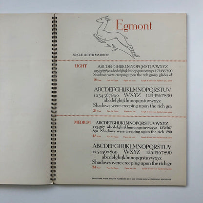 Egmont Light and Medium | Type specimen booklet Intertype, Slough | Sjoerd Hendrik de Roos