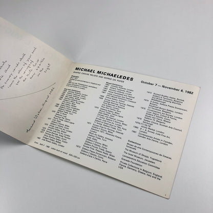 Michael Michaeledes folding card Juda Rowan Gallery | 1982 exhibition