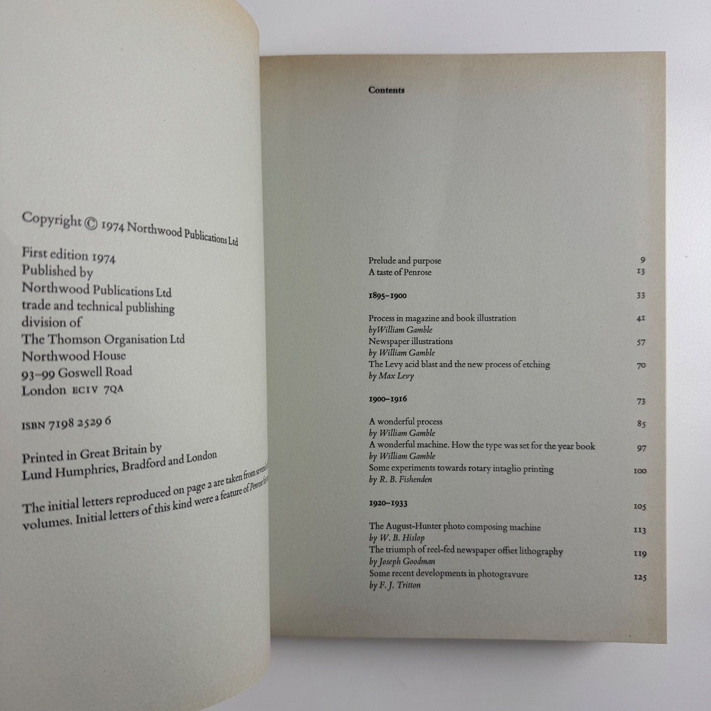 Printing in the 20th century A Penrose Anthology ed James Moran | Northwood Publications, 1974