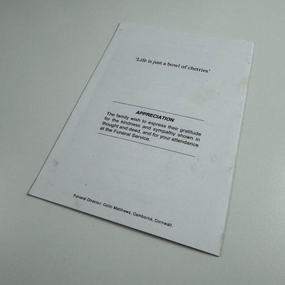 Service of Celebration leaflet for the life of Terry Frost St Peter’s Church Newlyn 2003