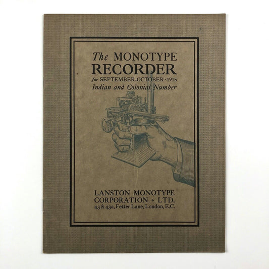 Monotype Recorder Sep-Oct 1915 Indian & Colonial Number | Monotype Corporation
