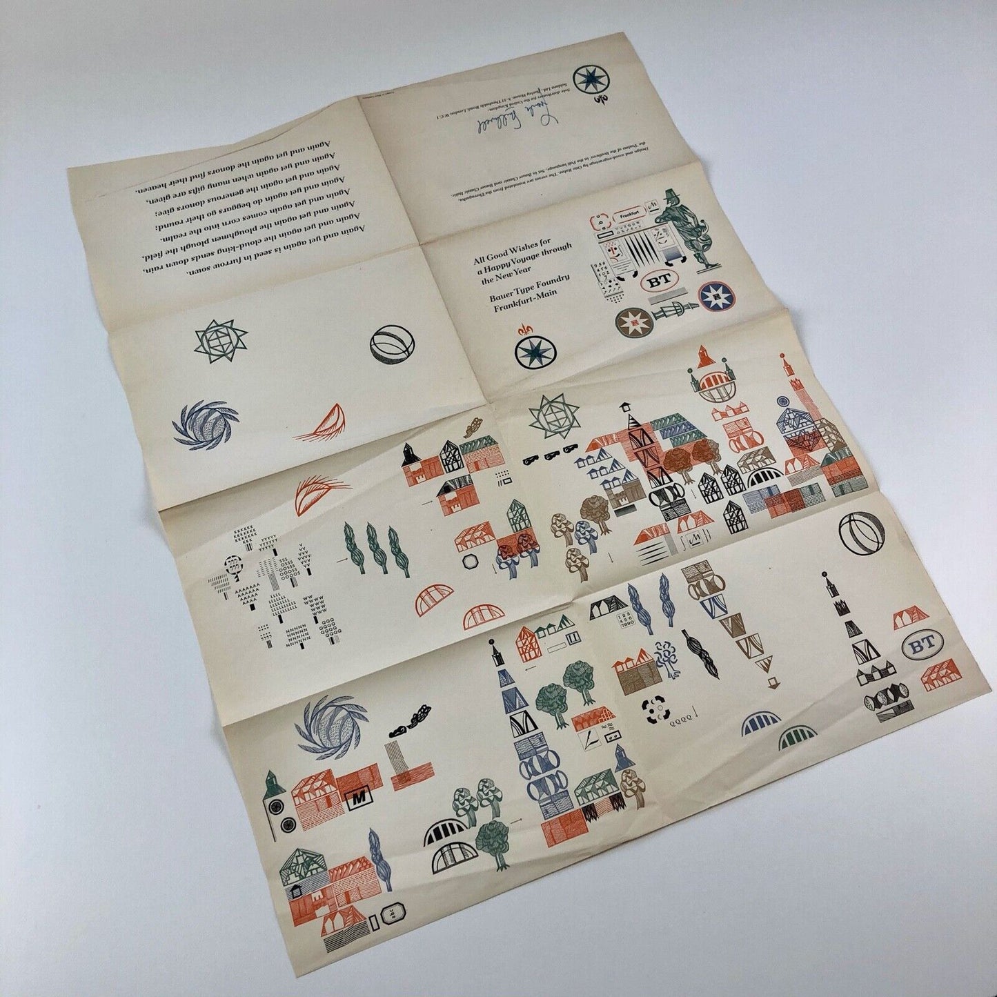 Bauer Type Foundry | Seasons Greetings insert for Soldans Ltd | design and wood-engravings by Otto Rohse