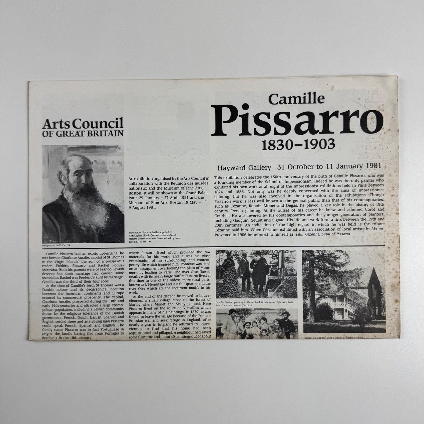 Gallery leaflet Camille Pissarro 1830-1903 | Hayward Gallery, Arts Council, 1981