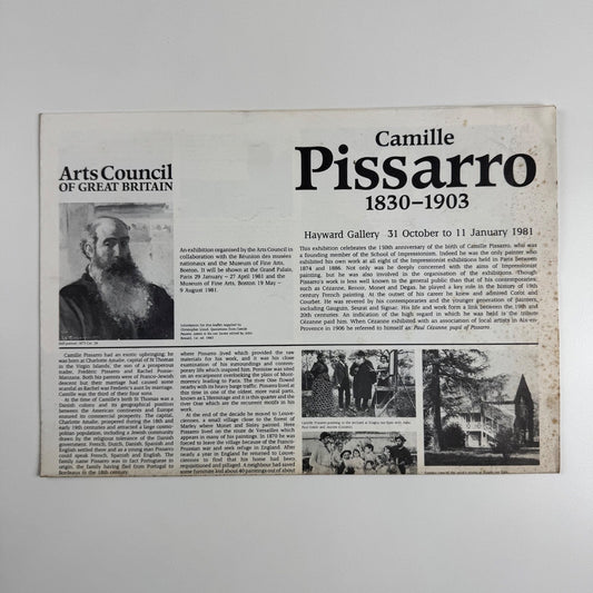 Gallery leaflet Camille Pissarro 1830-1903 | Hayward Gallery, Arts Council, 1981