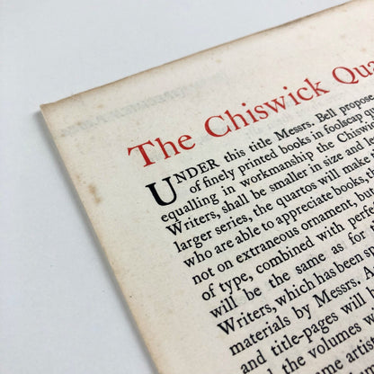 Prospectus leaflet – The Chiswick Quartos | Herbert’s Temple & Keat’s Poems | George Bell, 1904