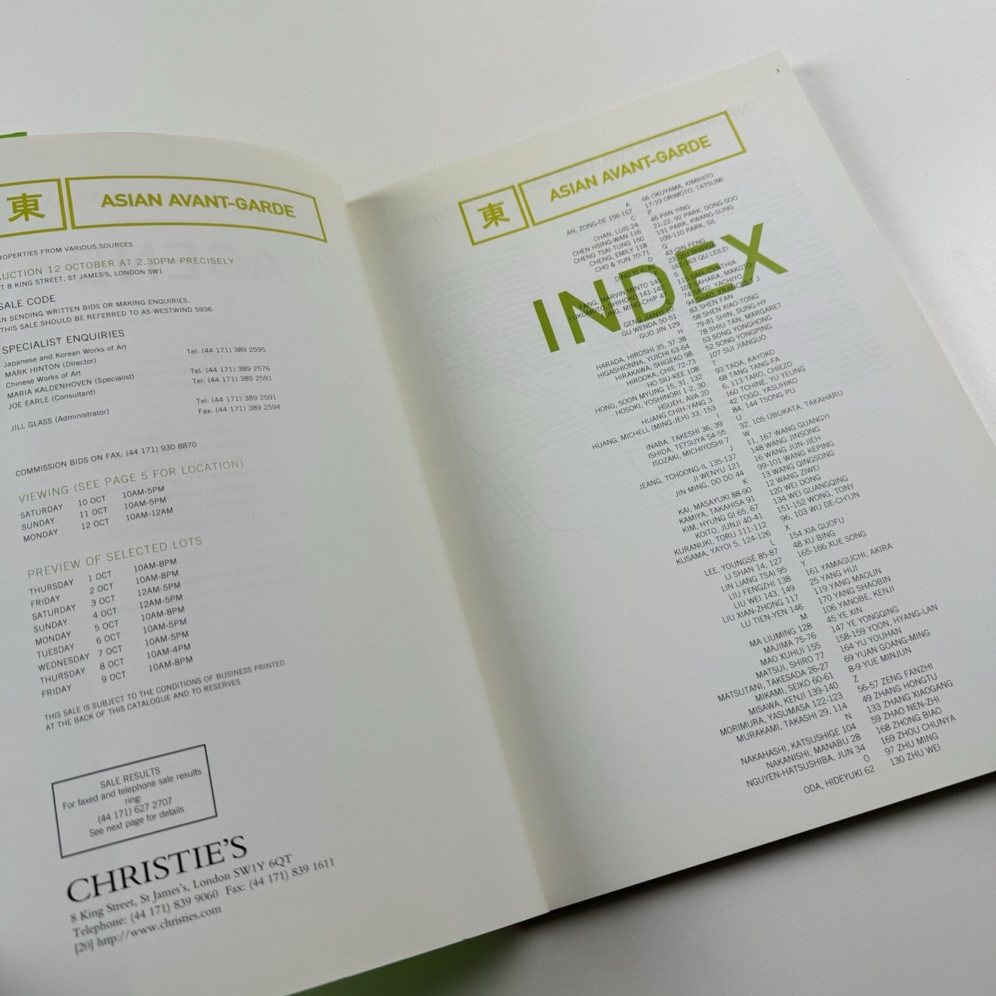 Asian Avant-Garde | Christie's London auction catalogue, 12 October 1998 | Sale 5936
