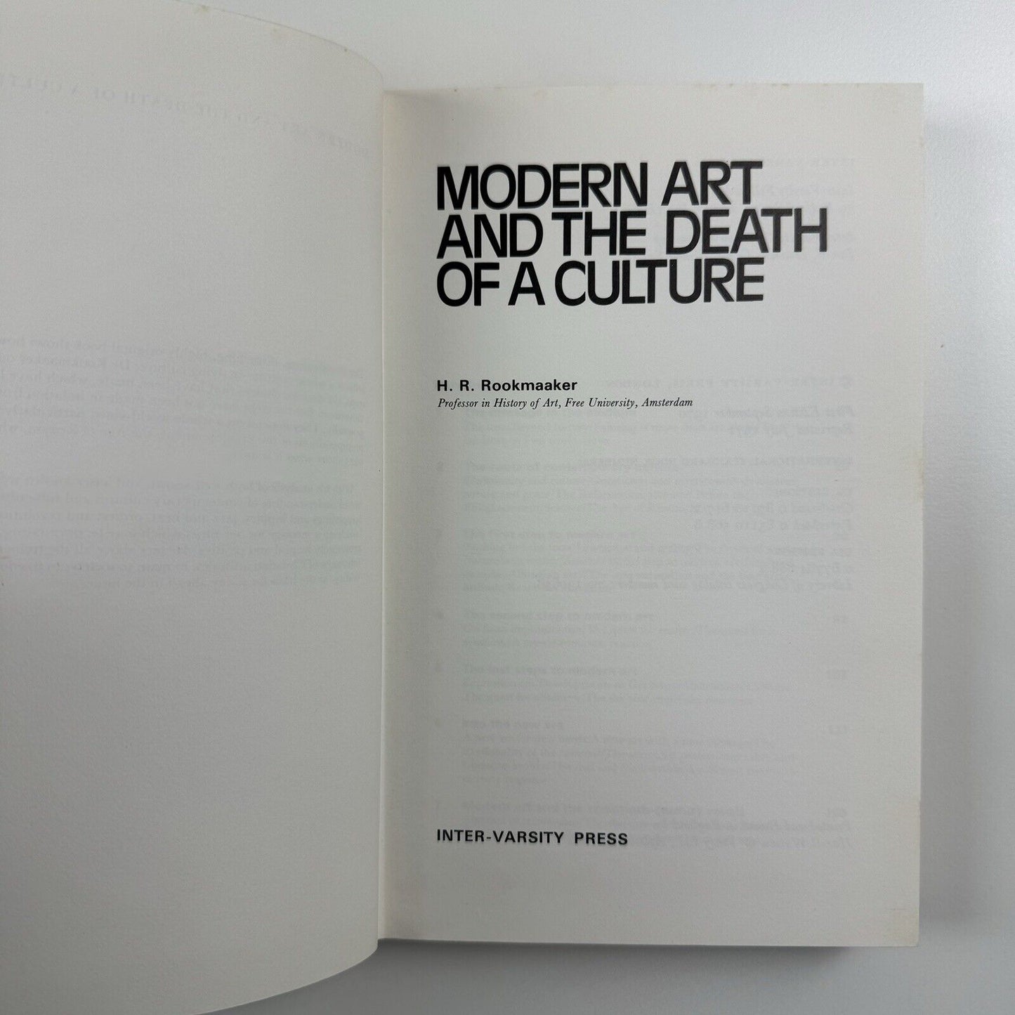 Modern Art and the Death of a Culture by H.R Rookmaaker | Inter-Varsity Press, 1971