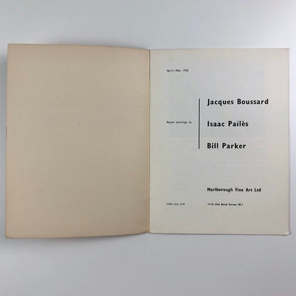 Jacques Boussard / Isaac Païlès / Bill Barker | Marlborough catalogue, 1956