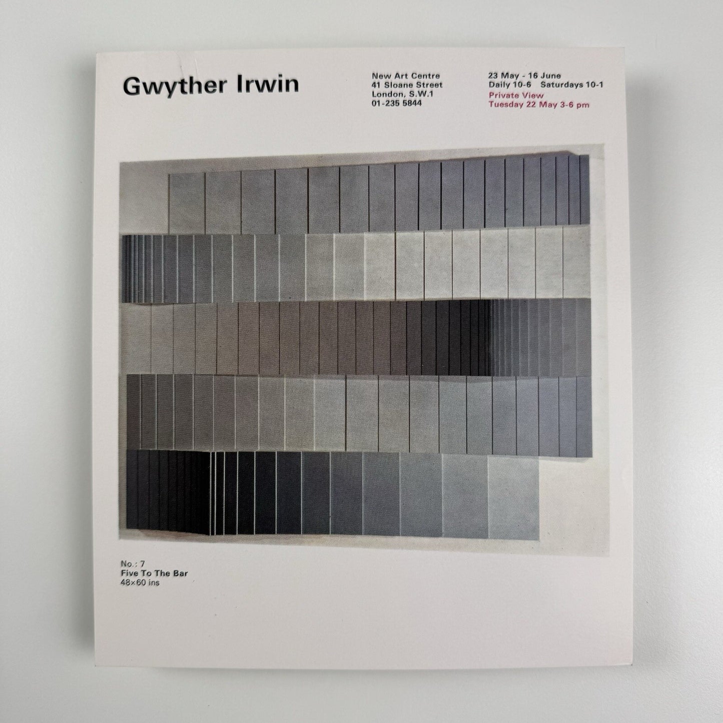 Private view invite card – Gwyther Irwin | New Art Centre London, believed to be 1973