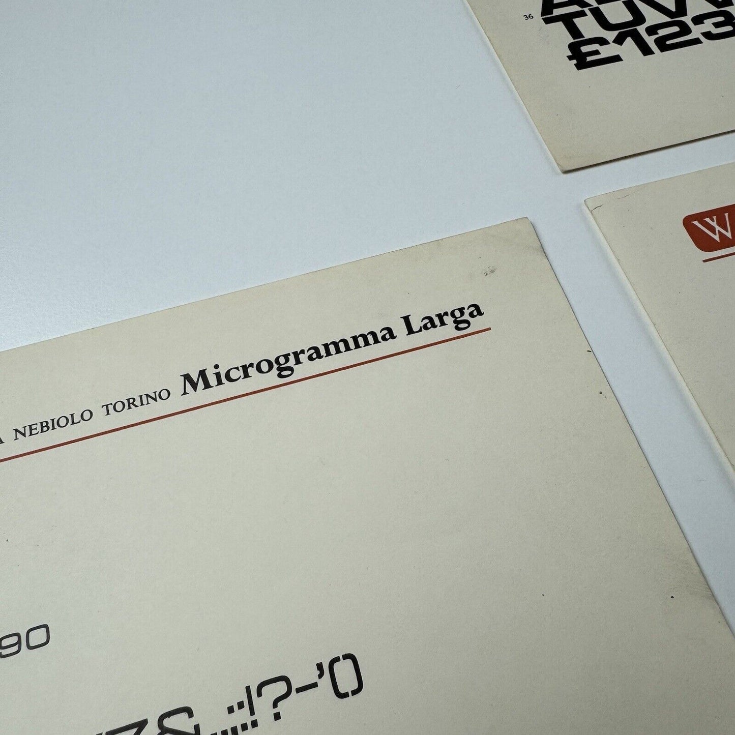 Società Nebiolo Microgramma type specimens x 5 printer Wace and Co Ltd, undated