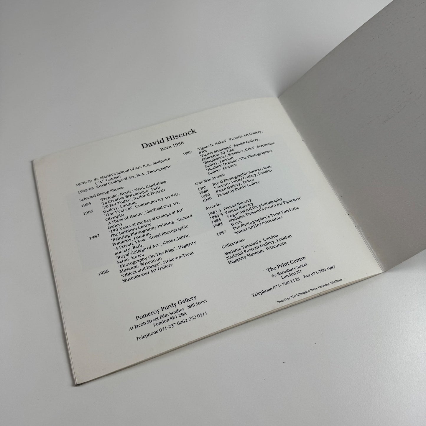 David Hiscock | Pomeroy Purdy Gallery, London, 1990