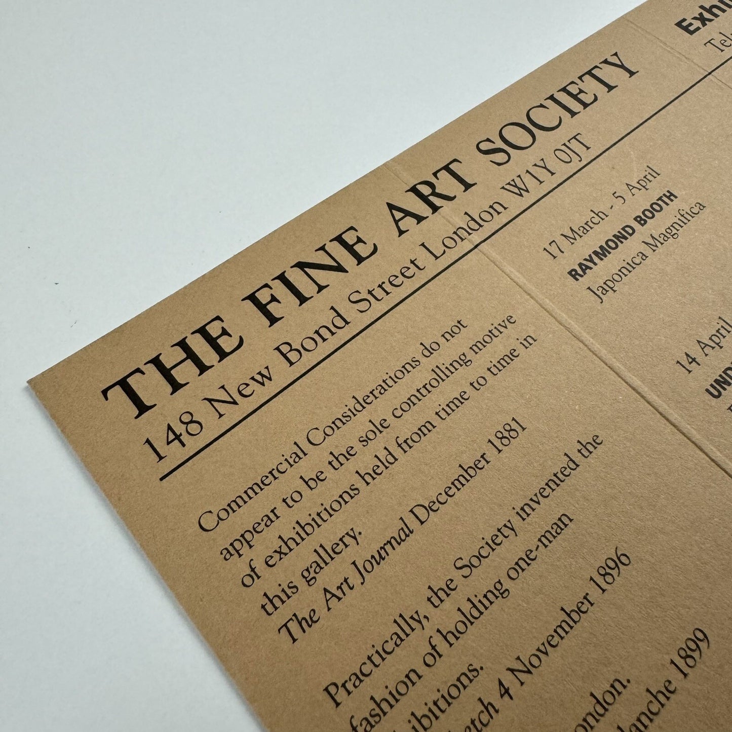 Fine Art Society | Exhibition programme leaflet for 1997