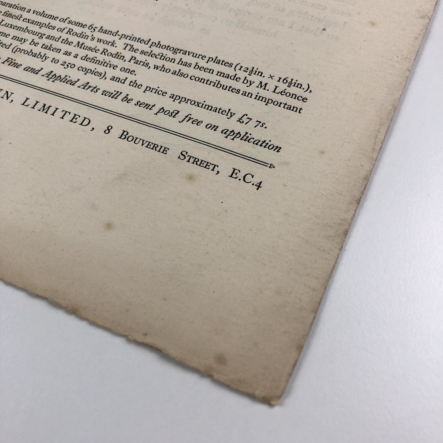 Prospectus for Degas by Julius Meier-Graefe | J. Holroyd Reece | Ernest Benn 1923
