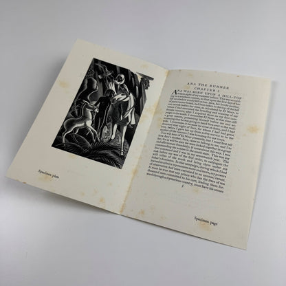 Prospectus for Ana The Runner by Patrick Miller Golden Cockerel Press 1937
